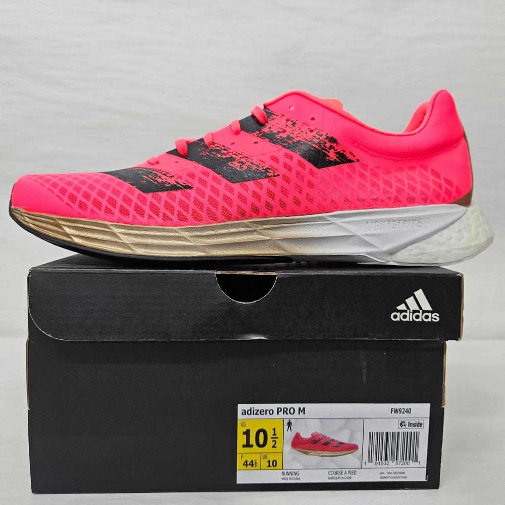 Adidas Adizero Pro M Running Shoes FW9240 Signal Pink Black Gold Men's Size 10.5